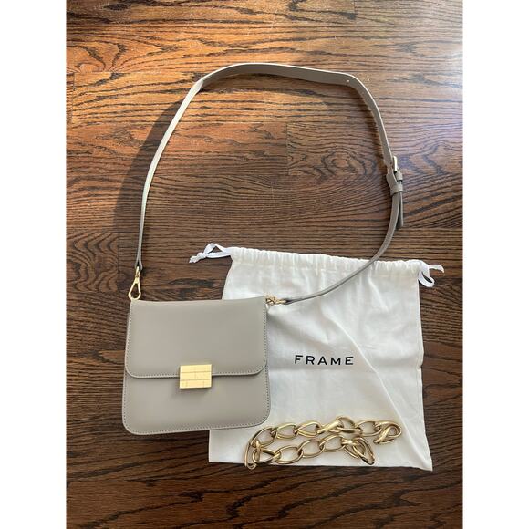 Frame Le Signature Mini Leather Crossbody Bag Taupe - Picture 2 of 10